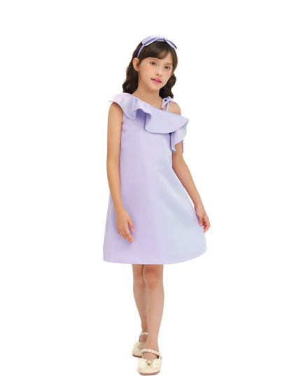 Purple Petulla Off Shoulder Ruffle Dress