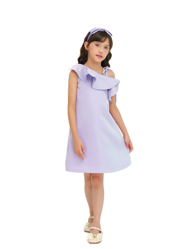 Purple Petulla Off Shoulder Ruffle Dress