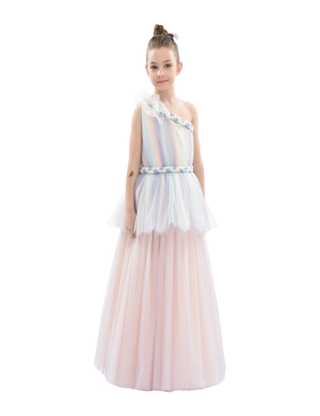 Multicolor Apollo Iridescent Tulle Gown