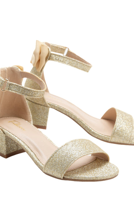 Gold Glitter Banded Block Heels