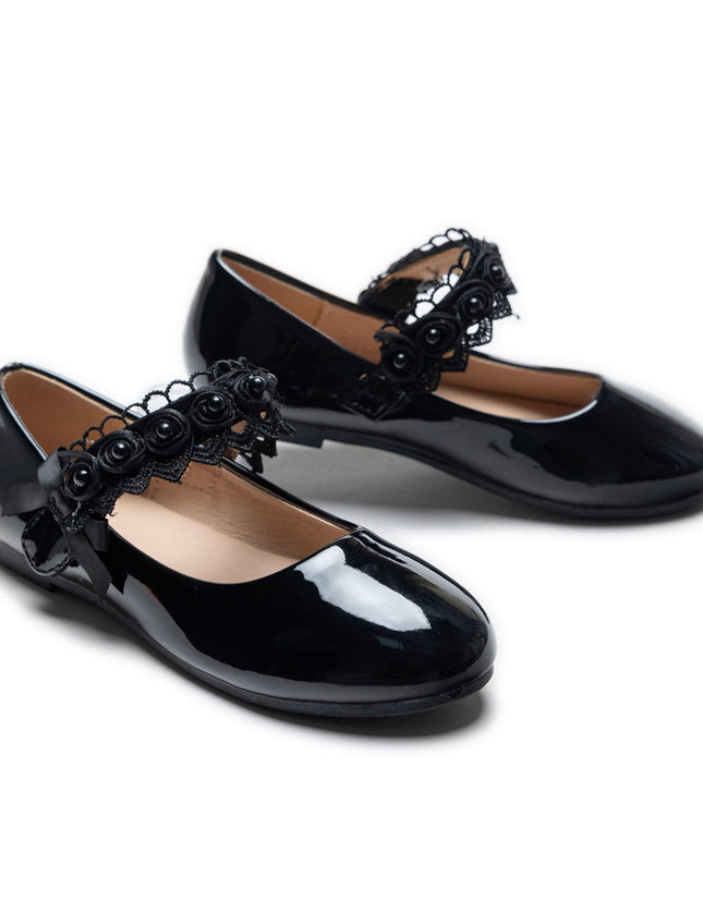 kidsatelier-Tulleen-Black-Patent-Rose-Pearl-Doily-Flats-Tulleen-TSM42001-Black-1