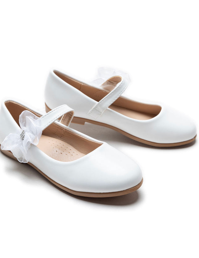 kidsatelier-Tulleen-White Cross Banded Ribbon Flats-TSM42002-White-1