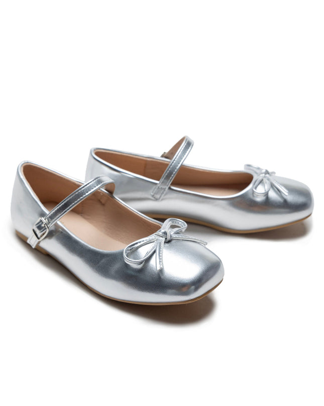 Silver Julietta Bow Flats