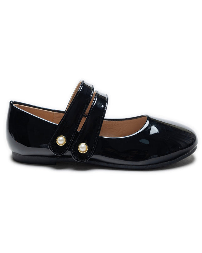 Black Dorothea Banded Patent Flats