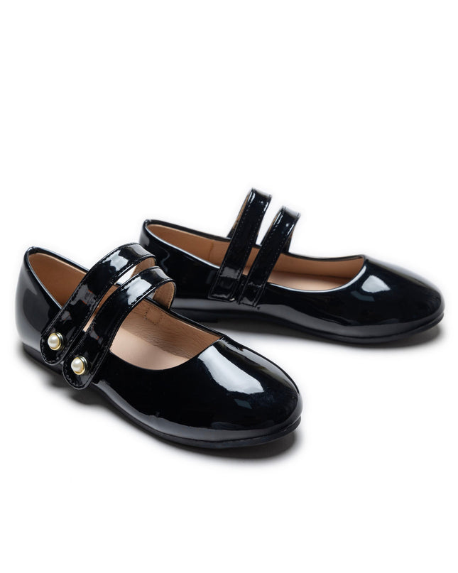Black Dorothea Banded Patent Flats