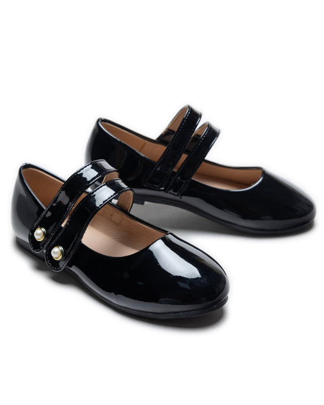 Black Dorothea Banded Patent Flats