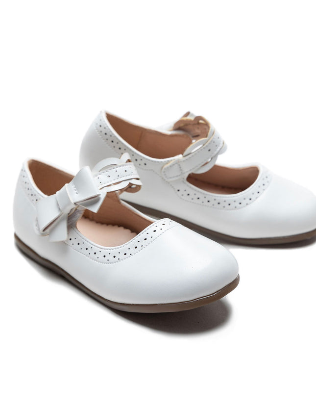 kidsatelier-Tulleen-White Ribbon Banded Flats-TSM42020-White-1