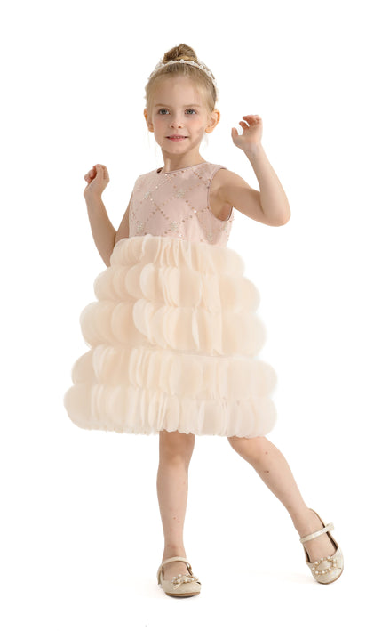 Pink Dionne Tiered Tulle Dress