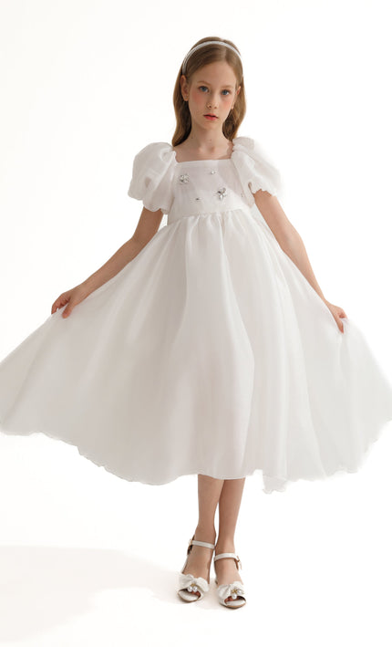 White Janelle Applique Teacup Gown