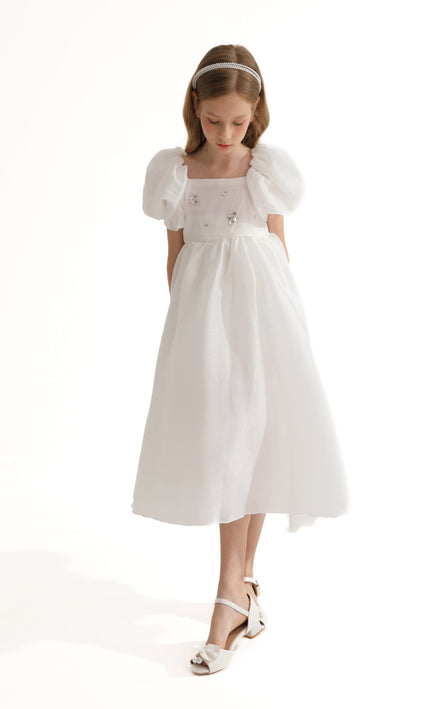 White Janelle Applique Teacup Gown