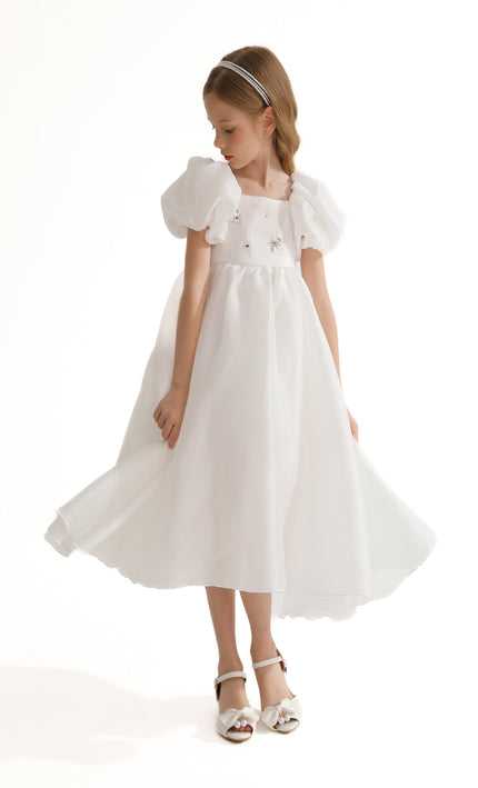 White Janelle Applique Teacup Gown