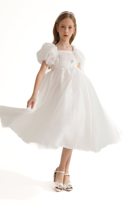 White Janelle Applique Teacup Gown