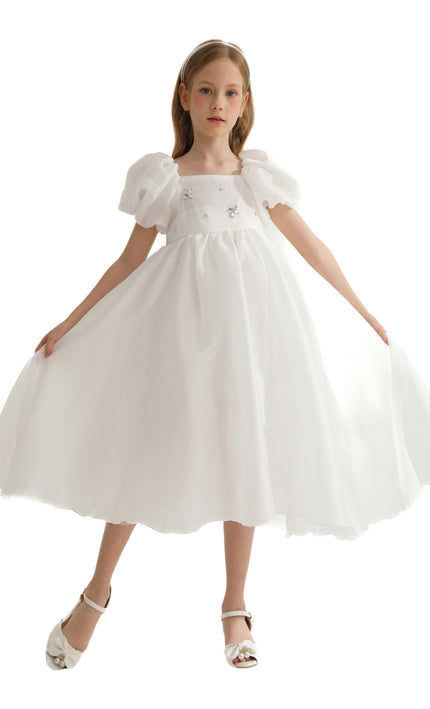 White Janelle Applique Teacup Gown