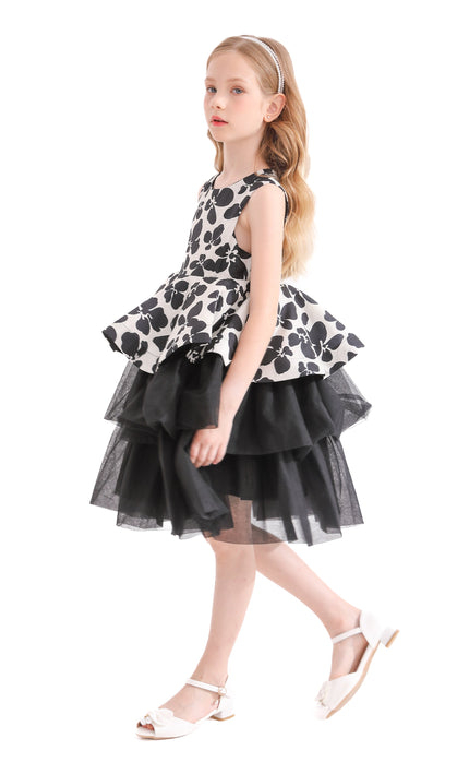 Black Nazareen Floral Tiered Dress