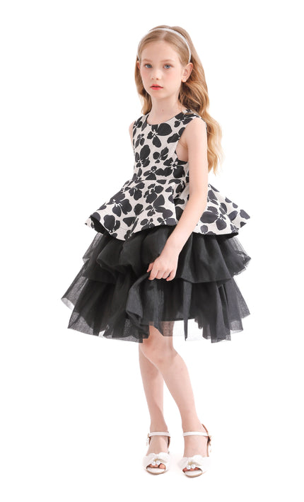 Black Nazareen Floral Tiered Dress