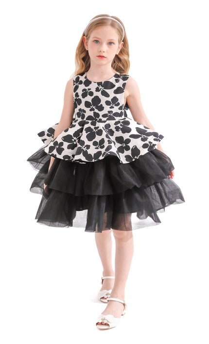Black Nazareen Floral Tiered Dress
