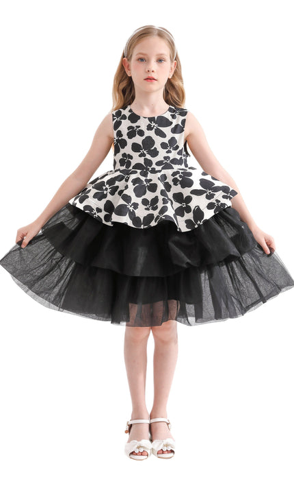Black Nazareen Floral Tiered Dress
