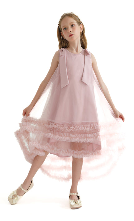 Pink Violeta Sleeveless Ruffle Overlay Dress