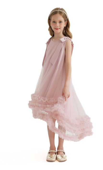 Pink Violeta Sleeveless Ruffle Overlay Dress