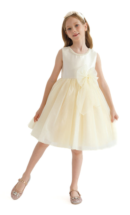 Champagne Felice Tulle Bow Dress