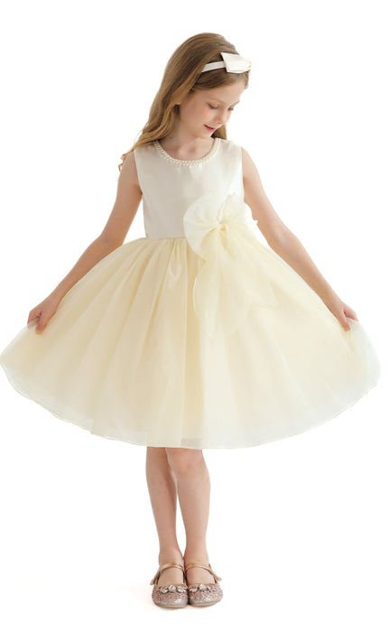 Champagne Felice Tulle Bow Dress