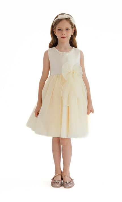 Champagne Felice Tulle Bow Dress