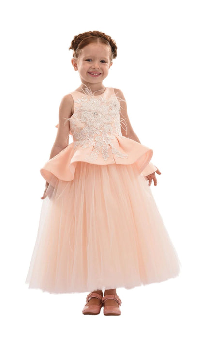 kids atelier tulleen Pink Eugenia Peplum Dress
