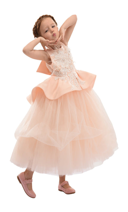 kids atelier tulleen Pink Eugenia Peplum Dress