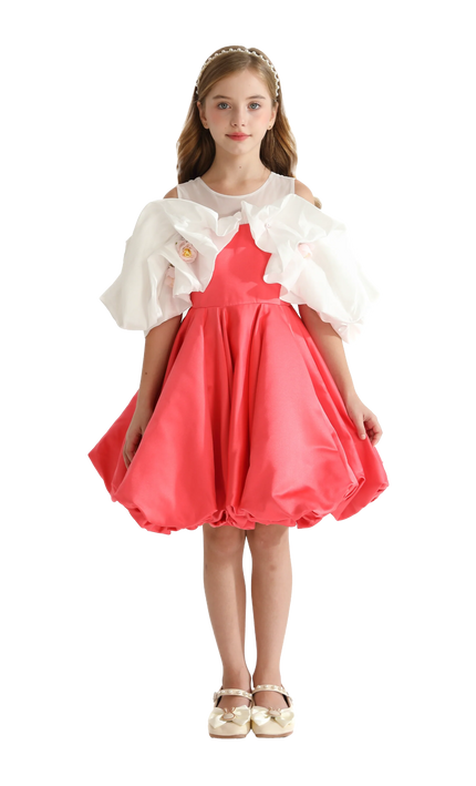 kidsatelier-tulleen-Red-Silhouette-White-Sleeve-Isadora-Dress