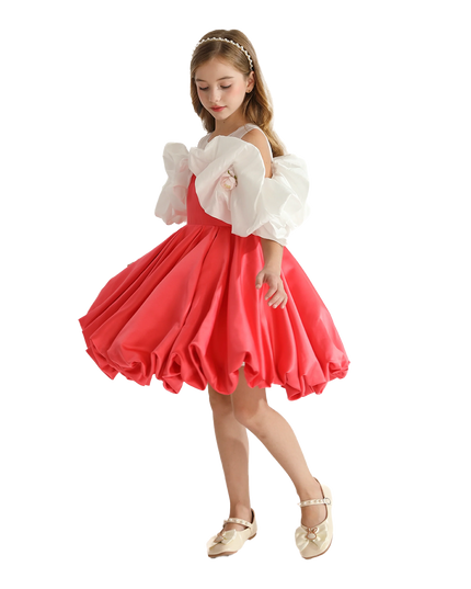 kidsatelier-tulleen-Red-Silhouette-White-Sleeve-Isadora-Dress