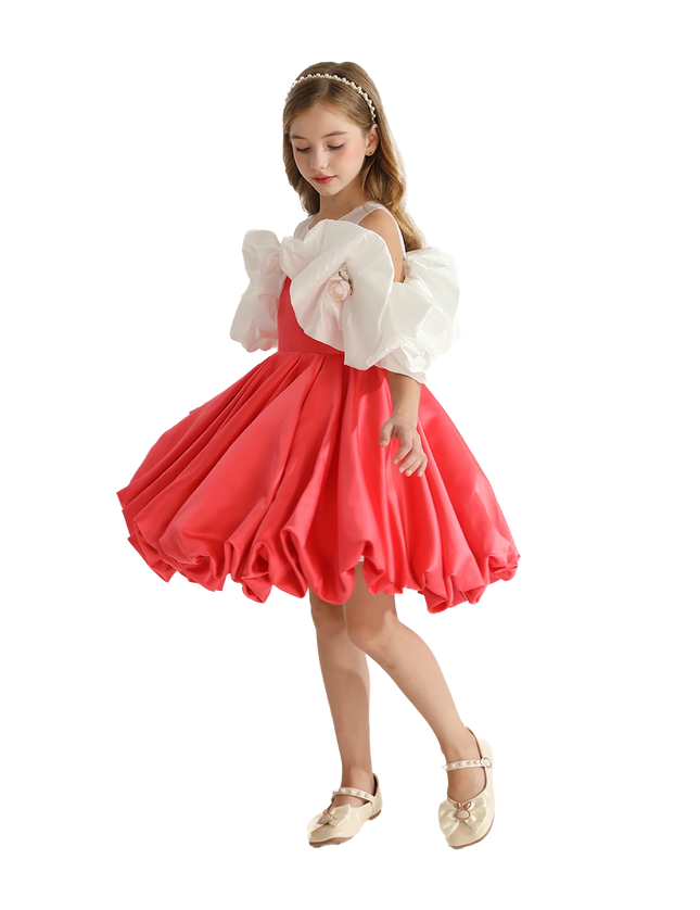 kidsatelier-tulleen-Red-Silhouette-White-Sleeve-Isadora-Dress