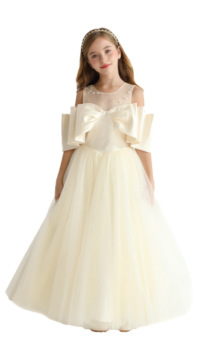 kidsatelier-tulleen-Champagne-Tulle-Bow-Amica-Dress