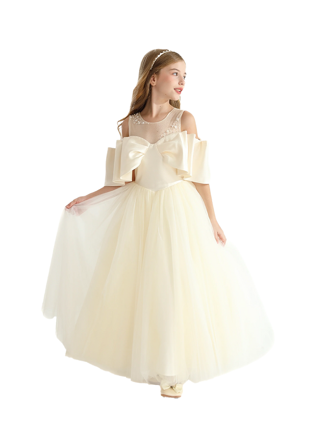 kidsatelier-tulleen-Champagne-Tulle-Bow-Amica-Dress