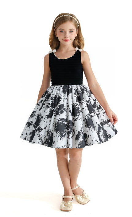 kidsatelier-tulleen-Black-and-White-Abstract-Maitland-Dress