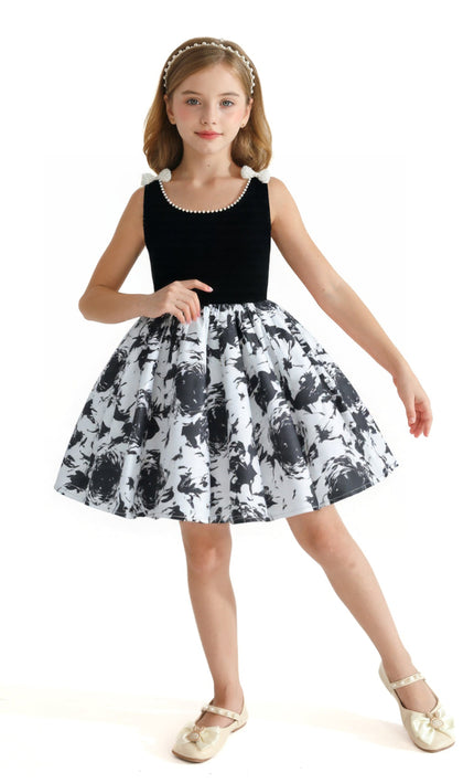 kidsatelier-tulleen-Black-and-White-Abstract-Maitland-Dress