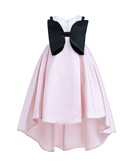pink dress black bow Portia and Scarlett PS24010 - Sweetheart Bow Draped Cocktail Dress 8 / Black/Pink