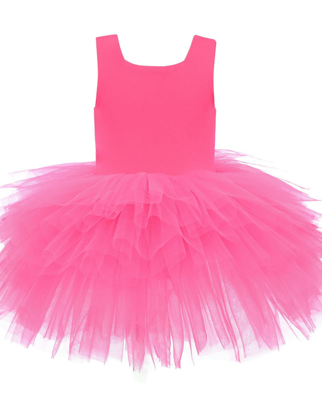kidsatelier-tulleen-MTL329-Neon Pink-solid-tutu-dress