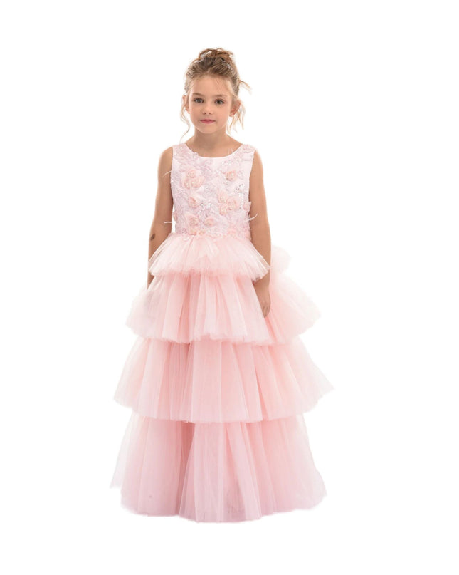 Pink Camellia Tiered Tulle Dress