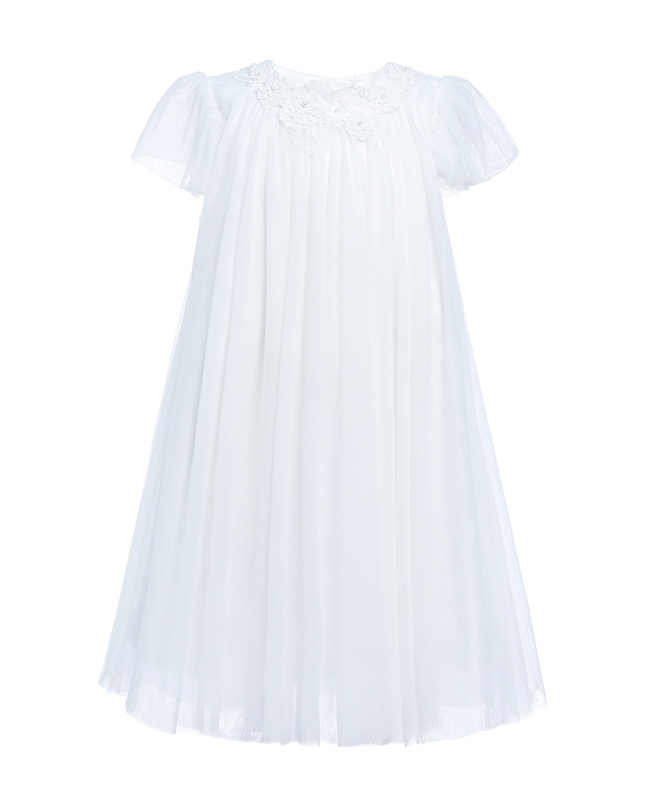 White Flower Accent Constance Dress