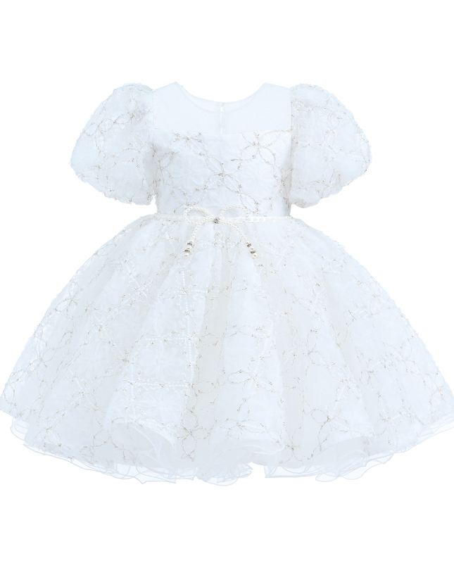 White Laced Tulle Flower Wynfair Dress