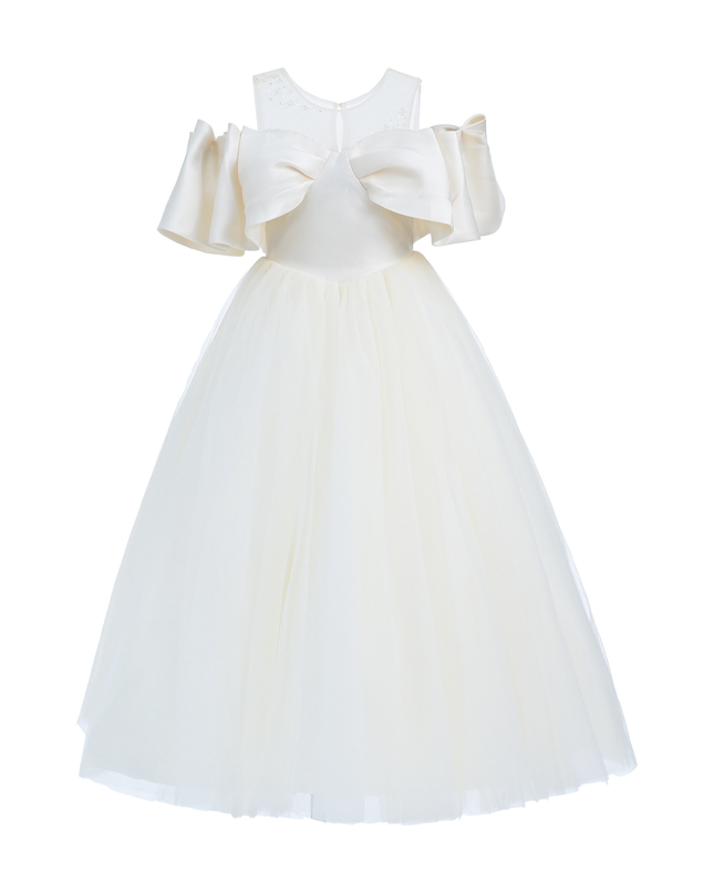 Champagne Tulle Bow Amica Dress