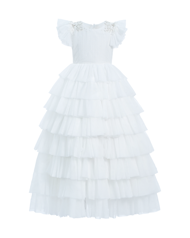 White Layered Tulle Abbyfield Dress