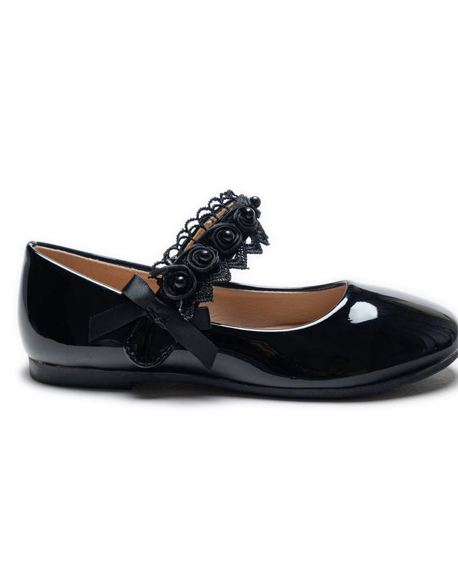 kidsatelier-Tulleen-Black-Patent-Rose-Pearl-Doily-Flats-Tulleen-TSM42001-Black-2