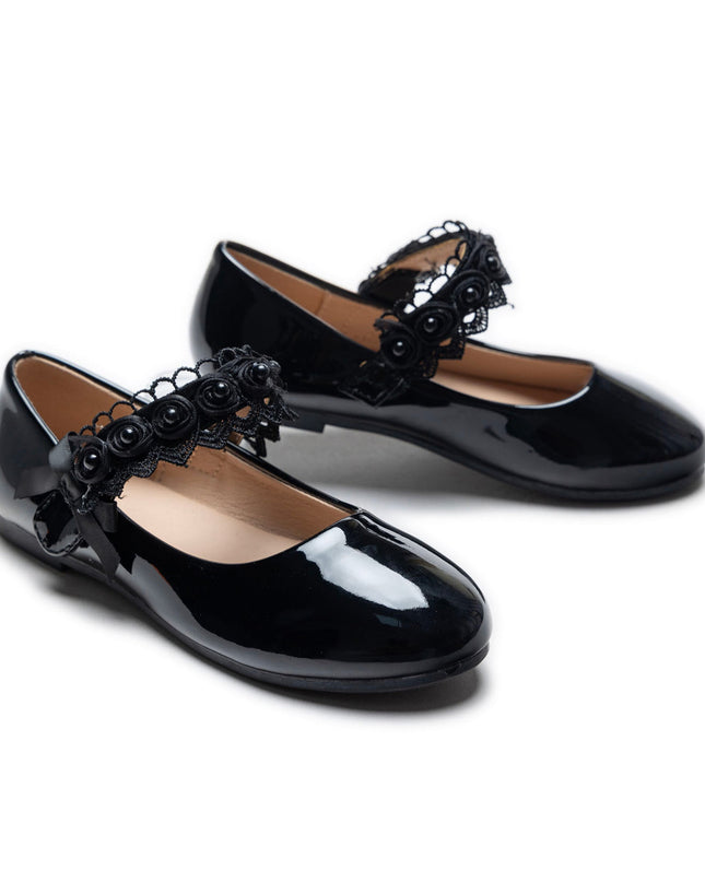 kidsatelier-Tulleen-Black-Patent-Rose-Pearl-Doily-Flats-Tulleen-TSM42001-Black-1