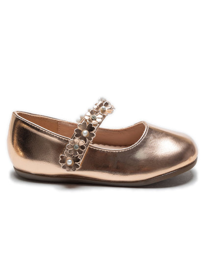 Champagne Amelia Floral Band Flats