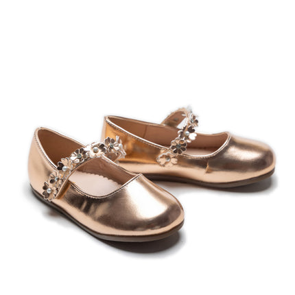 Champagne Amelia Floral Band Flats