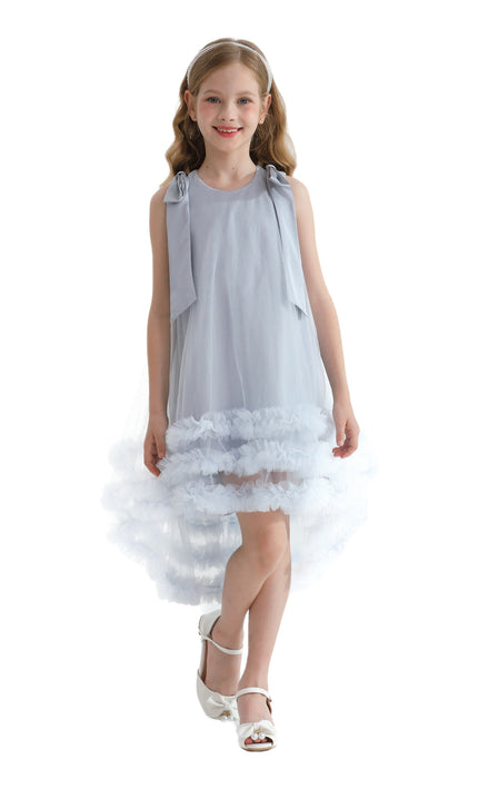 Blue Violeta Sleeveless Ruffle Overlay Dress