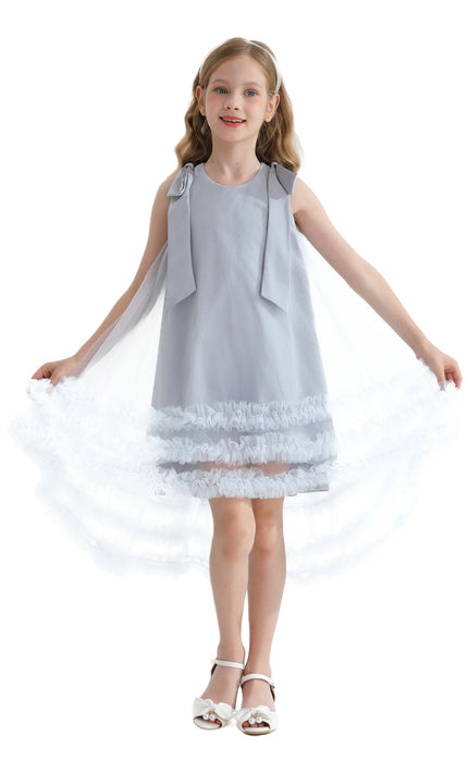 Blue Violeta Sleeveless Ruffle Overlay Dress