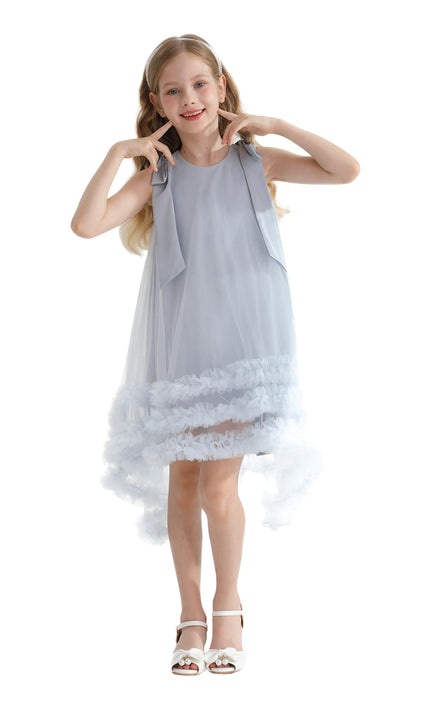 Blue Violeta Sleeveless Ruffle Overlay Dress