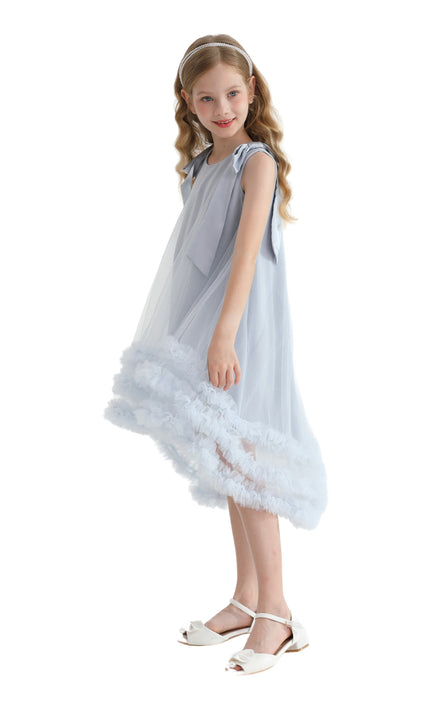Blue Violeta Sleeveless Ruffle Overlay Dress